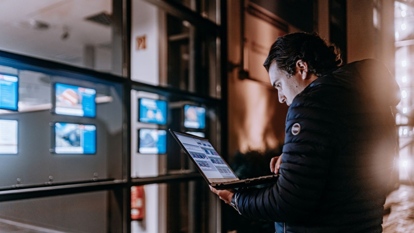 A BrightMedia display in a modern storefront